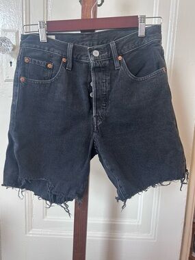Levi's Black Distressed Jean Shorts
